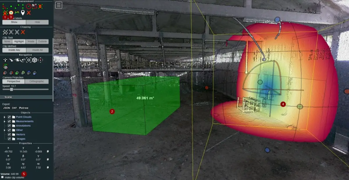 Outils de mesure Potree